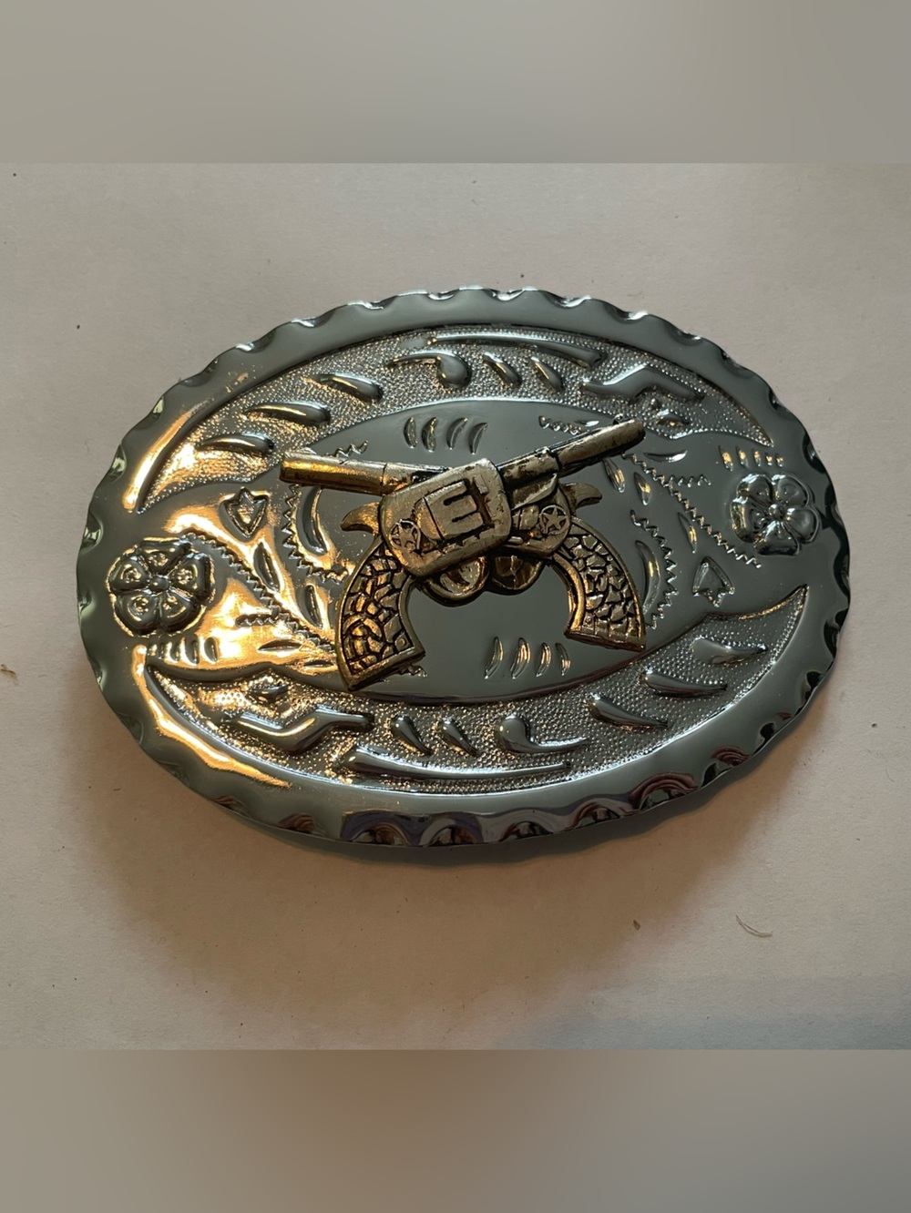 Vintage Crossed Guns Belt Buckle